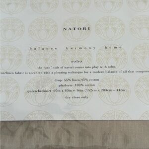 Natori Soho Queen Bed Skirt Matte Metallic cotton/ linen beige pleating